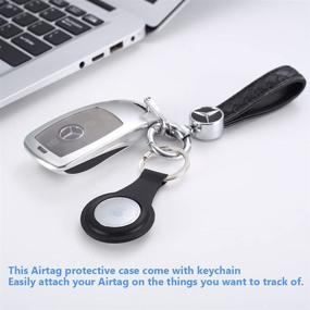 img 2 attached to 🔒 2 Pack Silicone Protective Case for AirTags - Black, Lightweight Soft Cover with Key Chain Anti-Loss Design