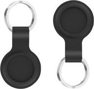 🔒 2 pack silicone protective case for airtags - black, lightweight soft cover with key chain anti-loss design logo