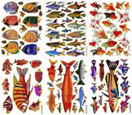 🐠 small fish stickers set - 6 sheets of glitter metallic foil reflective decorative scrapbook stickers for kids - 4 x 5.25 inch./sheet - gold fish, guppy fish, million fish, and more logo
