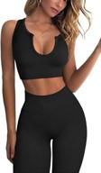 👚 fafofa ribbed seamless crop tank and high waist yoga leggings set - trendy workout outfit for women logo