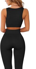 img 3 attached to 👚 FAFOFA Ribbed Seamless Crop Tank and High Waist Yoga Leggings Set - Trendy Workout Outfit for Women