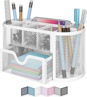 vibrant colors mesh desk organizer: ideal for pen, pencil & small office supplies storage. great for dorm, college & school – white логотип