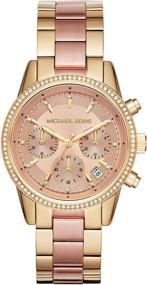 img 4 attached to Часы Ritz из нержавеющей стали с кристальным верхним кольцом от Michael Kors для женщин