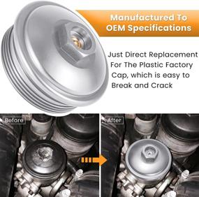 img 2 attached to 🔧 Крышка топливного фильтра из премиального стального сплава для Ford 6.0L Powerstroke Diesel 2003-2007 - Серебристый