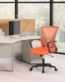 img 1 attached to 🧡 Mid Back Home Office Chair with Swivel, Lumbar Support, and Adjustable Ergonomic Design - Comfortable Mesh Computer Desk Task Chair with Armrest (Orange)