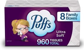 img 4 attached to 🧻 Puffs Ultra Soft Facial Tissues, 8 Family Boxes, 120 Tissues Per Box (960 Tissues Total)