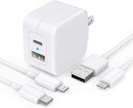 geonav apple mfi certified iphone fast charger with 20w dual port gan tech usb c wall charger, foldable plug & 2pack 6ft lightning cable - pd/qc3.0 type c rapid charger for iphone 12/11/xs/xr/x/ipad/airpods logo