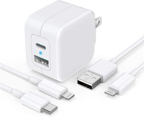 img 4 attached to GEONAV Apple MFi Certified iPhone Fast Charger with 20W Dual Port GaN Tech USB C Wall Charger, Foldable Plug & 2Pack 6FT Lightning Cable - PD/QC3.0 Type C Rapid Charger for iPhone 12/11/XS/XR/X/iPad/Airpods