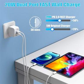 img 1 attached to GEONAV Apple MFi Certified iPhone Fast Charger with 20W Dual Port GaN Tech USB C Wall Charger, Foldable Plug & 2Pack 6FT Lightning Cable - PD/QC3.0 Type C Rapid Charger for iPhone 12/11/XS/XR/X/iPad/Airpods