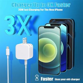 img 2 attached to GEONAV Apple MFi Certified iPhone Fast Charger with 20W Dual Port GaN Tech USB C Wall Charger, Foldable Plug & 2Pack 6FT Lightning Cable - PD/QC3.0 Type C Rapid Charger for iPhone 12/11/XS/XR/X/iPad/Airpods