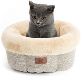 img 4 attached to Cozy Round Donut Cat and Dog Bed - Short Plush, Calming, Anti-Anxiety, Soft Pet Bed for Small and Medium Pets - Machine Washable, Non-Slip Bottom, Includes Cushion