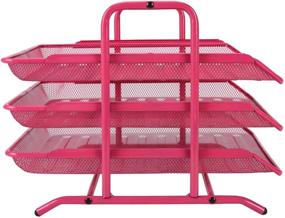 img 2 attached to 📎 EasyPAG Metal Mesh 3-Tier Desk Organizer: File Holder, Mail Sorter in Pink