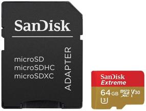 img 1 attached to 💾 SanDisk Extreme 64GB MicroSDXC UHS-I Card: Превосходная производительность с адаптером.