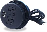 💡 haylink power grommet - round recessed power grommet outlet with 2 usb ports, 2 ac outlets, 6.56ft long extension cord - 3.15 inch desk hole cover grommet in black logo