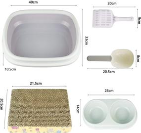 img 3 attached to 🐱 Complete Cat Kitten Starter Kit: SIVEIS 12-Piece Set - Cat Litter Tray, Scoop, Box, Scratch Pad, Double Bowls, Toys, and Food Spoon