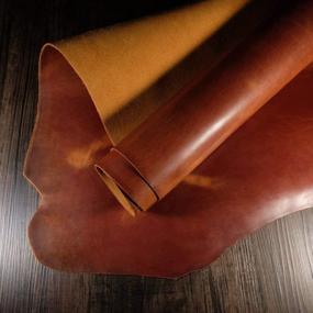 img 2 attached to 🔨 The Tannery Thick Finished Full Grain Cow Genuine Leather Hides Crafts - Tan, 12x12 inches: Perfect for Tooling, Sewing, Hobby, Home Decor, and Crafting Leather Projects