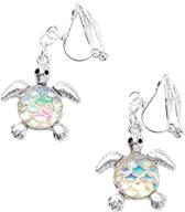 🐢 iridescent scale turtle clip on earrings: claire's 1" silver drop earrings logo