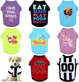 img 4 attached to RUODON 8 Pieces Pet Breathable Shirts: Stylish Printed Puppy Shirts and Sweatshirts for Adorable Pet Dogs and Cats