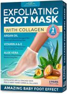 👣 revitalize and repair with collagen foot peel mask - enriched with argan oil, aloe vera, vitamin a & e - exfoliating for baby soft peeling socks - targets dead skin, dry feet, cracked heels, and rough calluses - smoothen and restore feet logo