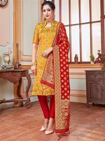 img 2 attached to 🧣 Pakistani Banarasi Stitched Dupatta for Women's Clothing