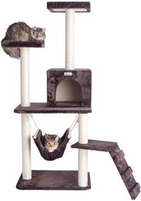 img 3 attached to 🐱 GleePet 57-Inch Cat Tree with Ramp, Coffee Brown - Model GP78570923