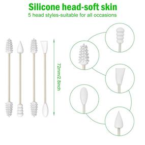 img 3 attached to 🛍️ Clearance Sale: Reusable Cotton Swabs 4 Pcs - Washable Silicone Buds for Makeup, Ear Cleaning, & Beauty Treatment with 2 Dust-proof Cases - Black & Grey