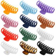 12 pcs large hair claw clips - non-slip 4.3 inch big hair 🎀 clamps for women with perfect jaw grip - ideal for thicker and thinner hair styling logo