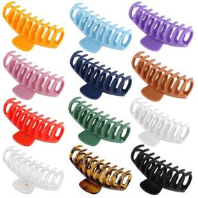 img 4 attached to 12 Pcs Large Hair Claw Clips - Non-Slip 4.3 Inch Big Hair 🎀 Clamps for Women with Perfect Jaw Grip - Ideal for Thicker and Thinner Hair Styling