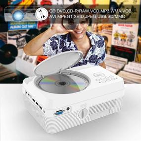 img 2 attached to 📽️ High Definition Bluetooth Projector with Built-in DVD Player, 7000 Lumens, Supports 1080P, Portable Mini DVD Projector for Outdoor Movies, 250-inch Home Theater, Compatible with iOS/Android/TV Stick/PS4/HDMI/USB/TF Card