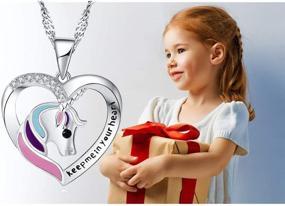 img 1 attached to Binoster Unicorn Necklace - Heart-shaped Sliver Jewelry for Women, Teen Girls & Kids - Keep me in your Heart Pendant - 40cm Adjustable Chain (Necklace)