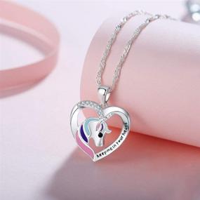 img 3 attached to Binoster Unicorn Necklace - Heart-shaped Sliver Jewelry for Women, Teen Girls & Kids - Keep me in your Heart Pendant - 40cm Adjustable Chain (Necklace)