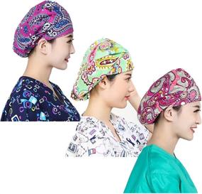 img 1 attached to 🎀 LTifree Women's Bouffant Caps Value Set - Adjustable Working Cap with Sweatband, Multi Color - Pack of 3