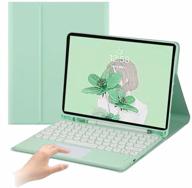🔥 ipad air 4 2020 keyboard case - detachable touchpad keyboard with pencil holder | slim leather folio smart cover for 10.9 inch ipad air 4 | mint green logo