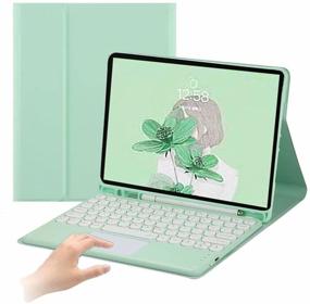 img 4 attached to 🔥 iPad Air 4 2020 Keyboard Case - Detachable Touchpad Keyboard with Pencil Holder | Slim Leather Folio Smart Cover for 10.9 inch iPad Air 4 | Mint Green