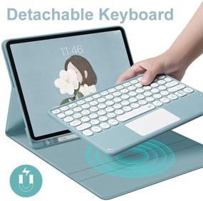 img 2 attached to 🔥 iPad Air 4 2020 Keyboard Case - Detachable Touchpad Keyboard with Pencil Holder | Slim Leather Folio Smart Cover for 10.9 inch iPad Air 4 | Mint Green