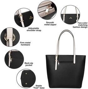 img 2 attached to 👜 Trendy Water Resistant Tote Bag Set: Fashionable Handbag Purse with Adjustable Handles and Leather Wallet Crossbody Satchel – Ideal for Daily Travel (Black)