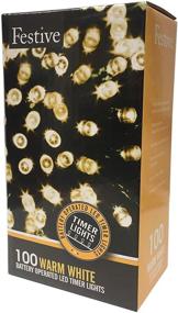 img 3 attached to 🎄 100 Bulb Festive Christmas String Lights - Battery Operated LED with Timer, Warm White