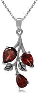 🍁 925 sterling silver leaf pendant with 2.85ct. natural garnet and 18 inch chain necklace by silvershake logo