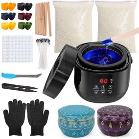 img 4 attached to 🕯️ Candle Making Kit with Wax Warmer, Easy Pour Non-Stick Coating Pot, Beeswax Color Dye Blocks, Candle Tins, Gloves, Wicks - Craft DIY Gift for Women and Men