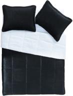 🛌 queen size black reversible micro mink sherpa comforter set - vcny home, 3-piece warm set logo