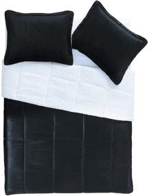 img 4 attached to 🛌 Queen Size Black Reversible Micro Mink Sherpa Comforter Set - VCNY Home, 3-Piece Warm Set