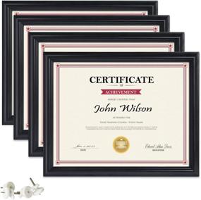 img 4 attached to 🖼️ Premium 8.5x11 Certificate Frame - Stylish Black Picture Diploma Degree Document Frames with Real Glass Front - Wall or Tabletop Display - Vertical or Horizontal Orientation - Pack of 4