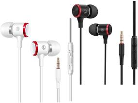 img 2 attached to 🎧 High-Quality 2 Pack T THKAIVEQI Earbud & In-Ear Headphones with Noise Cancelling and Microphone - Compatible with iPhone and Android Smartphones