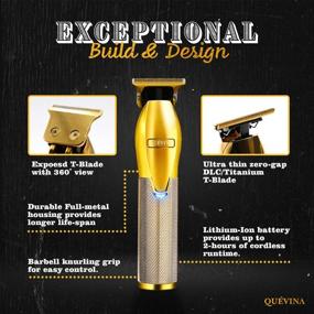 img 1 attached to Cordless Barber Outliner Trimmer T-Blade Hair Clippers for Men - Professional T Outlining Set with Cutting Comb - Gold, Quevina Corded Hair Cutting Machine