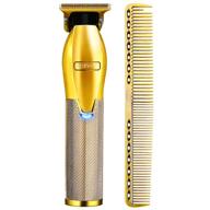 cordless barber outliner trimmer t-blade hair clippers for men - professional t outlining set with cutting comb - gold, quevina corded hair cutting machine logo