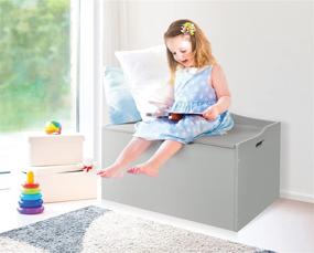 img 3 attached to 🪑 Safe and Sturdy Lift Top Bench Seat Wooden Toy Box - Childproof Hinge Included