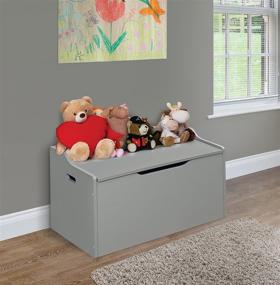 img 2 attached to 🪑 Safe and Sturdy Lift Top Bench Seat Wooden Toy Box - Childproof Hinge Included