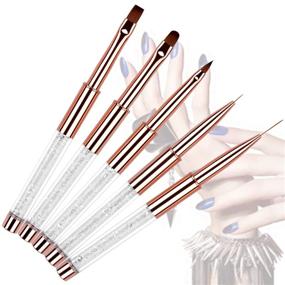 img 2 attached to Ycyan 5 Piece Nail Design Brushes with Rhinestone Handle - UV Gel Nail Brush Set in Stunning Rose Gold