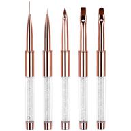 ycyan 5 piece nail design brushes with rhinestone handle - uv gel nail brush set in stunning rose gold logo