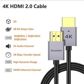 img 2 attached to 🔌 1ft 4K HDMI Cable - High-Speed (4K@60Hz, 18Gbps), HDMI 2.0 Cord with Cotton Braided Design, Slim Aluminum Shell, Gold-Plated Connectors - Supports 4K HDR, ARC. Ideal for Gaming Monitor, TV, X-Box, PS5/4/3 (Braided, 1ft)